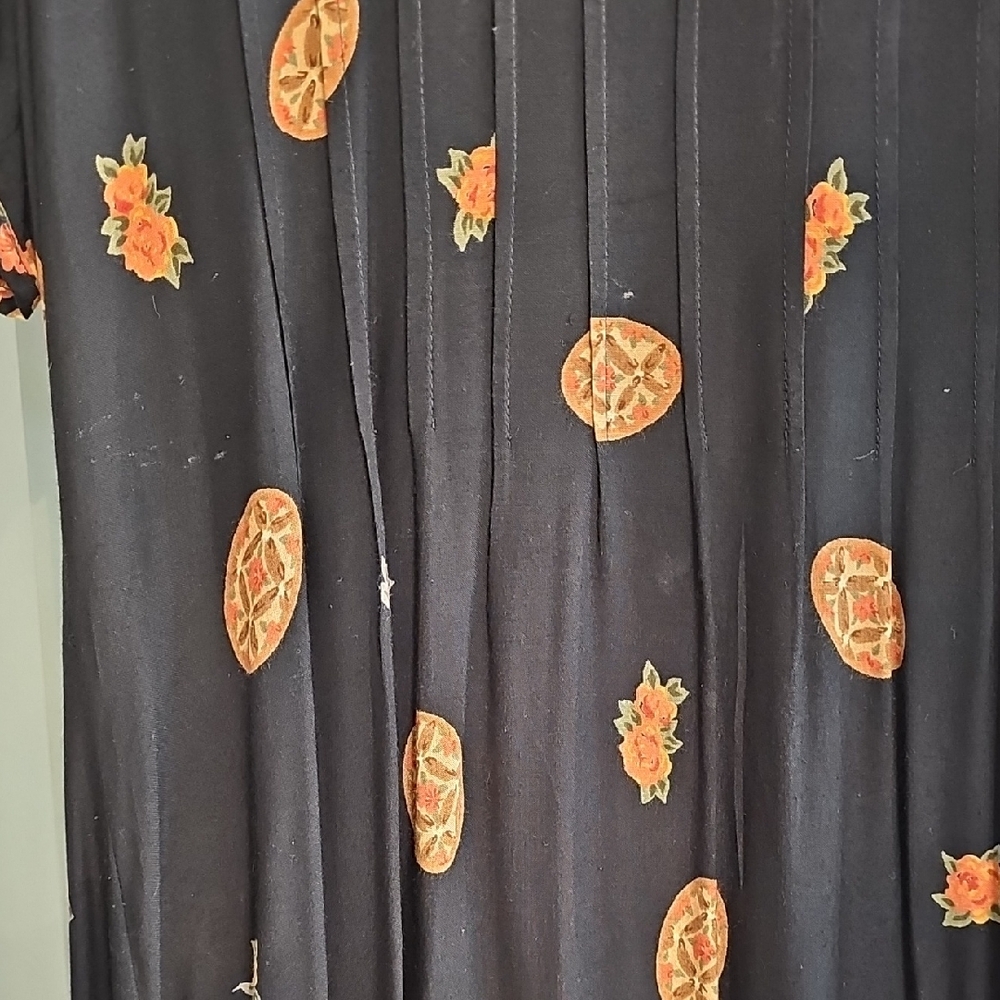 Black Dress with Orange Floral Embroidery